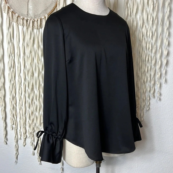 David Lerner Black Button Down Back Long Sleeve Blouse S - Picture 4 of 9